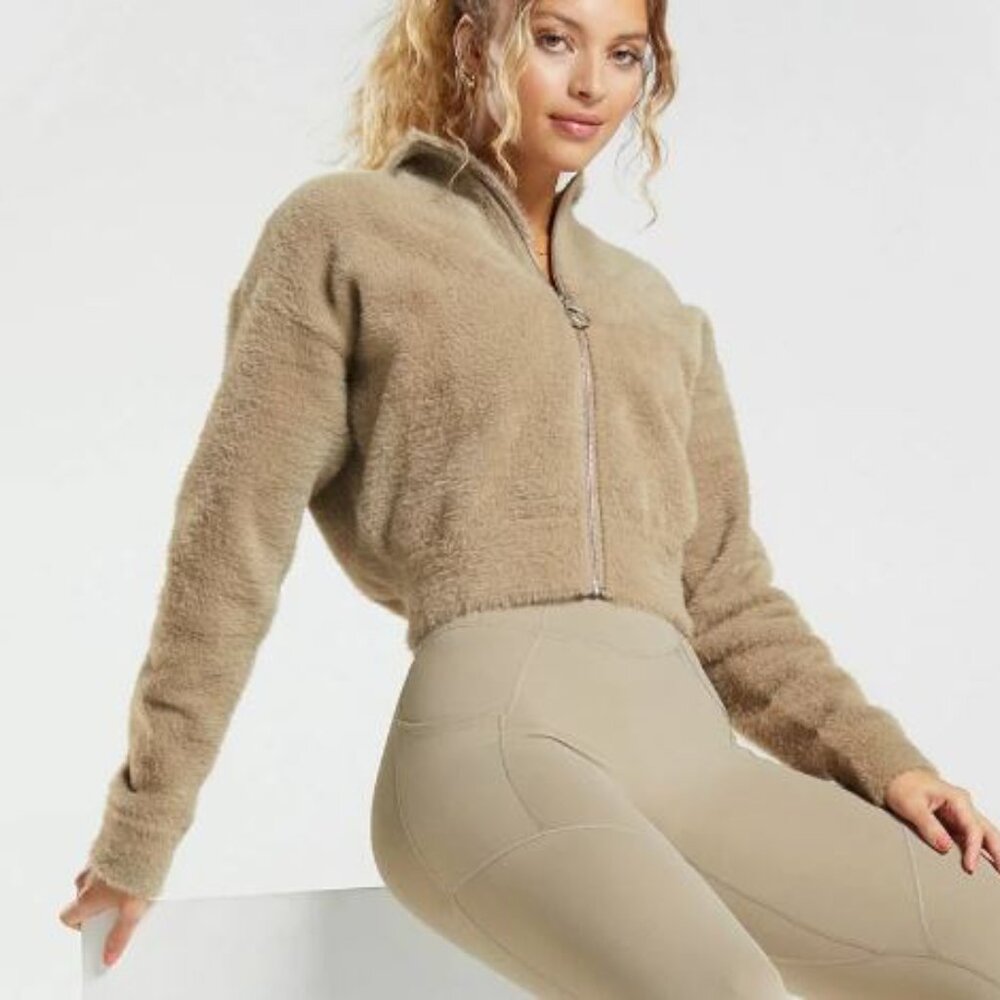 Gymshark Whitney Eyelash Knit Jacket Mock Neck Size S